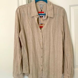 NWT ORVIS linen blend long sleeve shirt button up